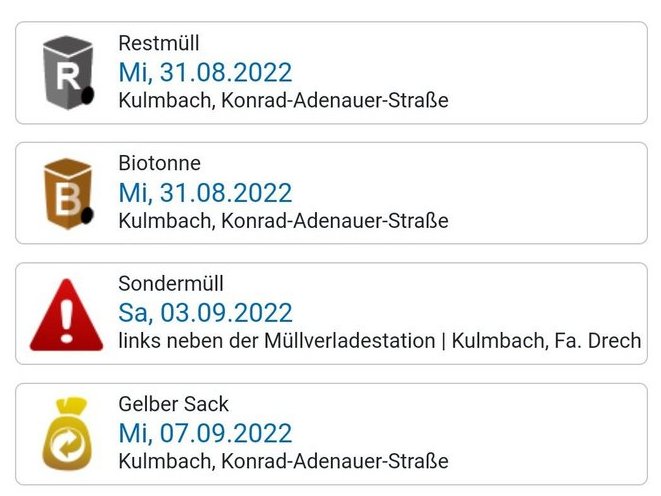 Abfall-App des Landkreises Kulmbach für Smartphones