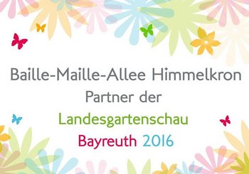 Banner der Baille-Maille-Lindenallee von der Landesgartenschau 2016 in Bayreuth